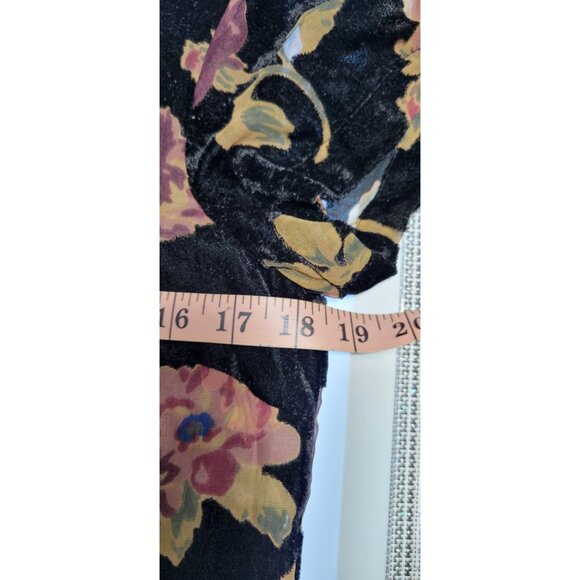 Massimo Fabbro Italy Dress 6 Shift Black Velvet Wine Green Floral Burnout Lined - Picture 10 of 12